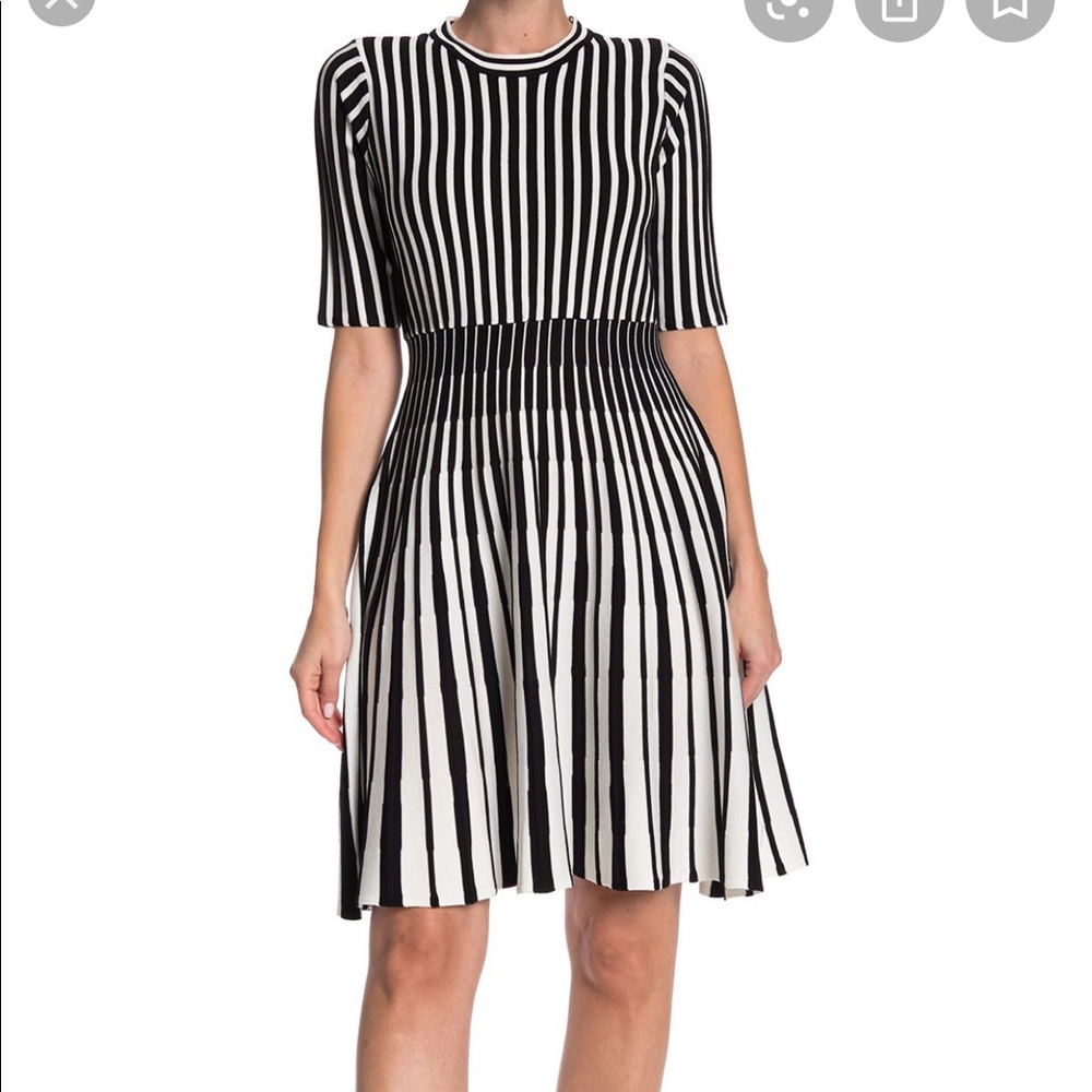 Nannette Lepore Striped Fit & Flare Cocktail Dress
